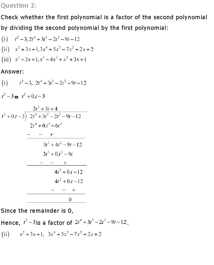 Polynomials Class 10 Mathematics NCERT Solutions