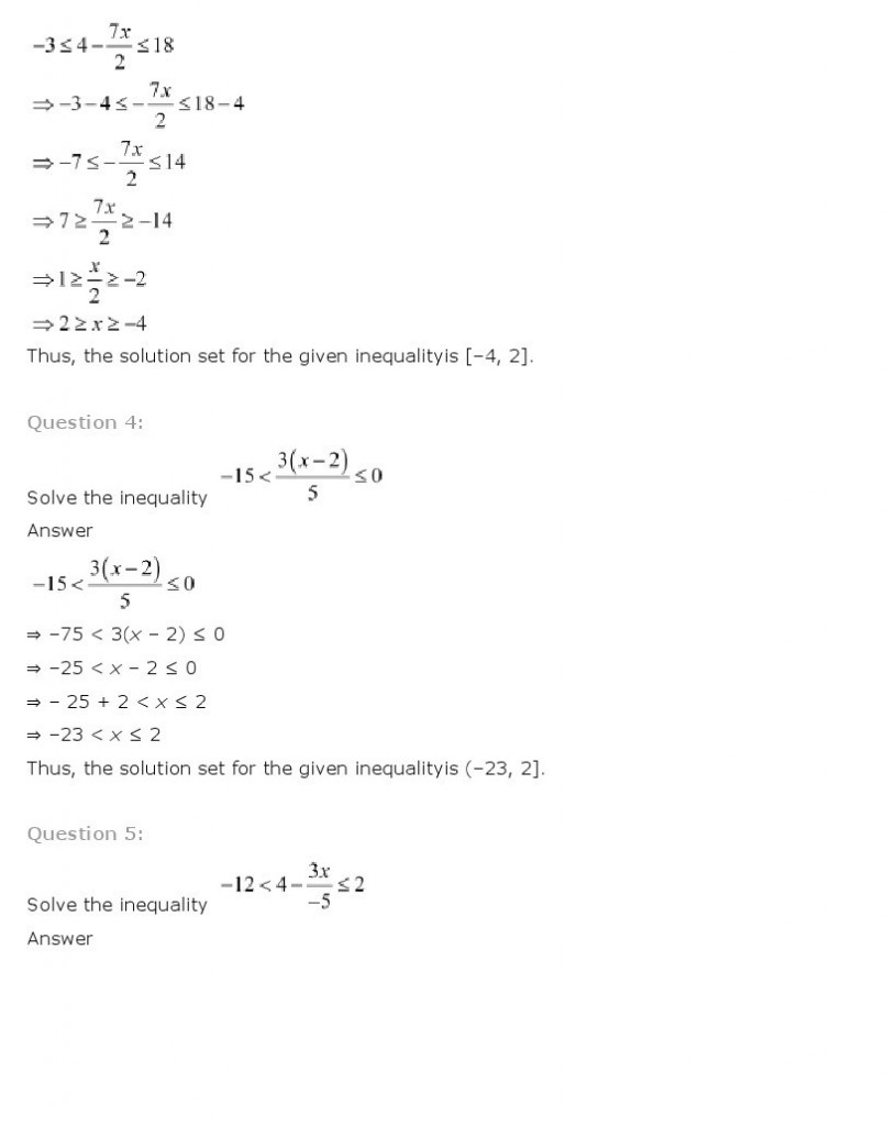 Linear Inequalities, Class 11 Mathematics NCERT Solutions