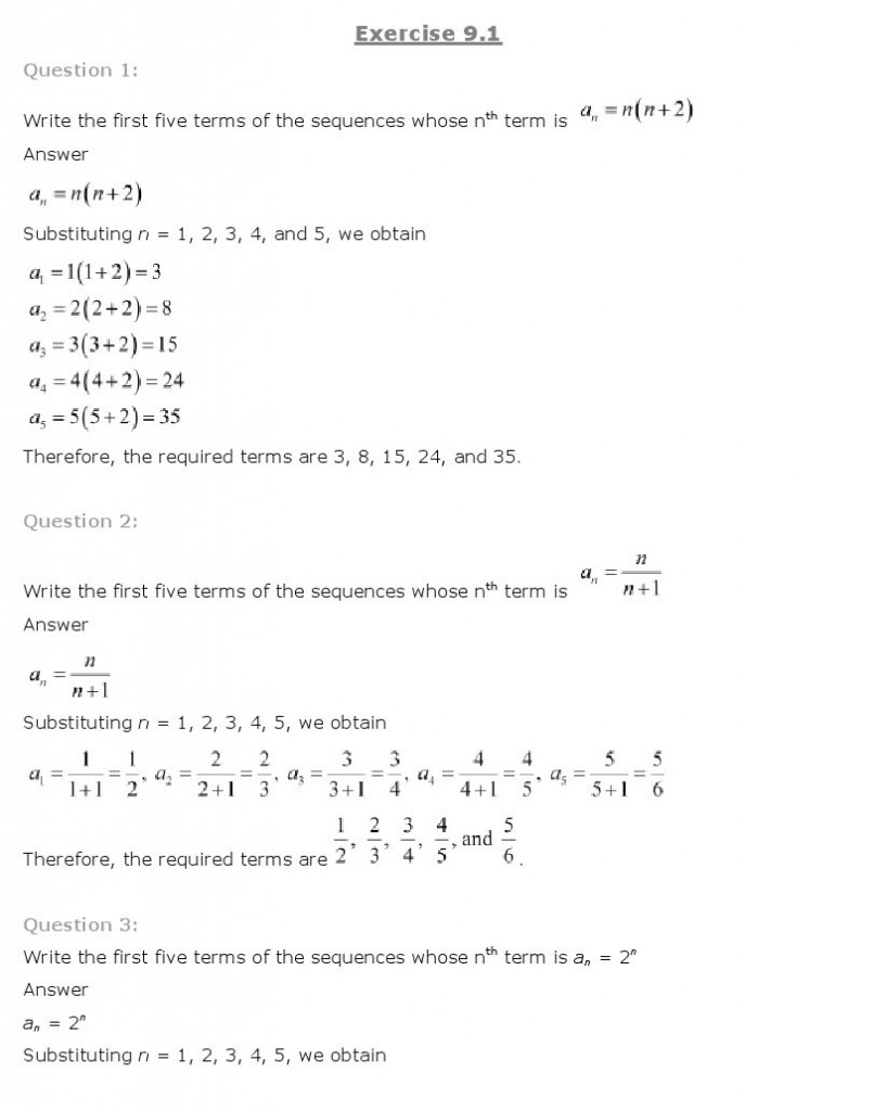 Sequences And Series, Class 11 Mathematics NCERT Solutions