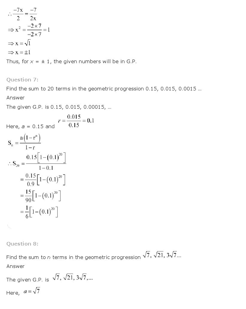 case study questions sequence and series class 11