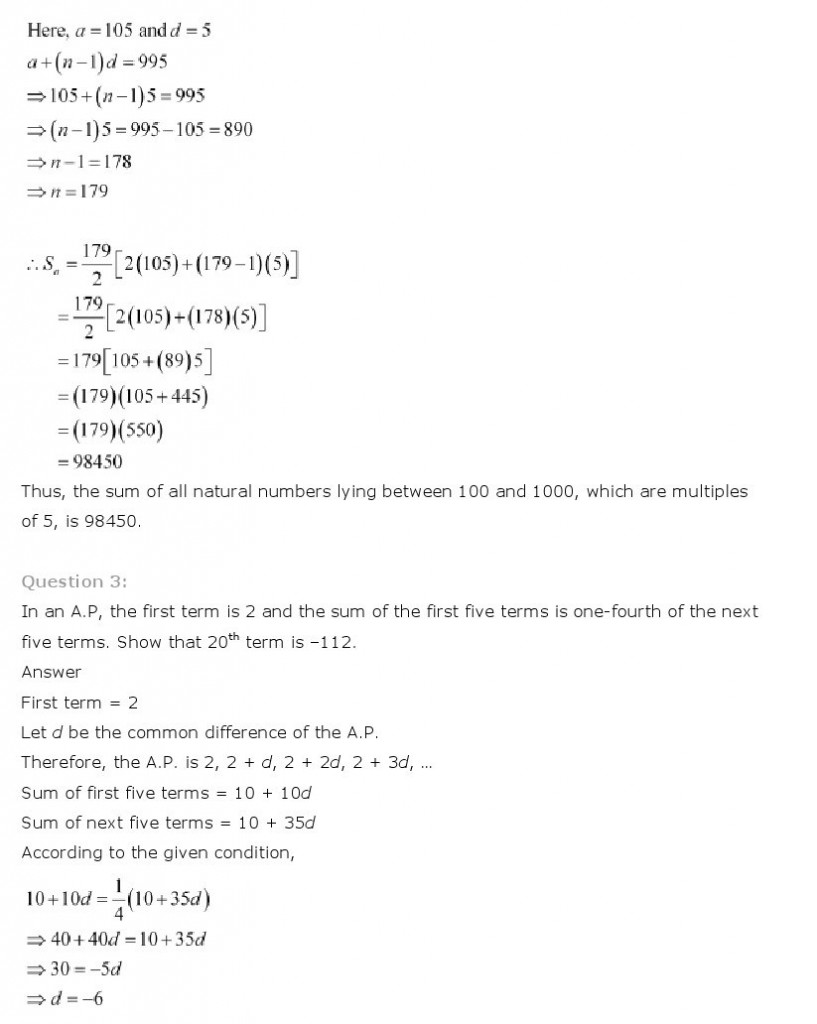 Sequences And Series, Class 11 Mathematics NCERT Solutions