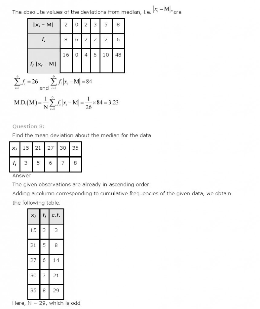 Statistics, Class 11 Mathematics NCERT Solutions