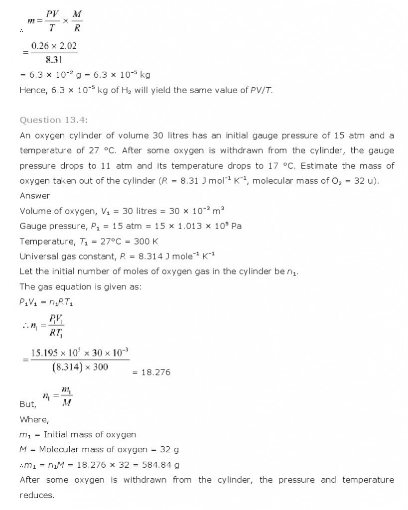 Kinetic Theory, Class 11 Physics NCERT Solutions