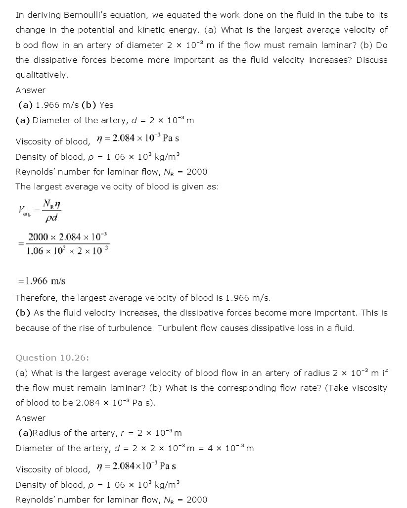 Class 11 Physics Mechanical Properties Of Fluids Ncert