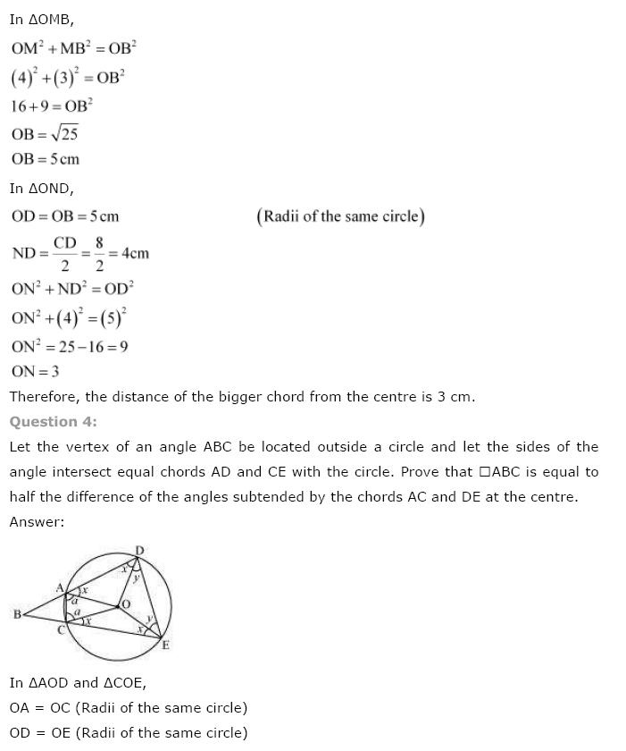 Circles, Class 9 Mathematics NCERT Solutions