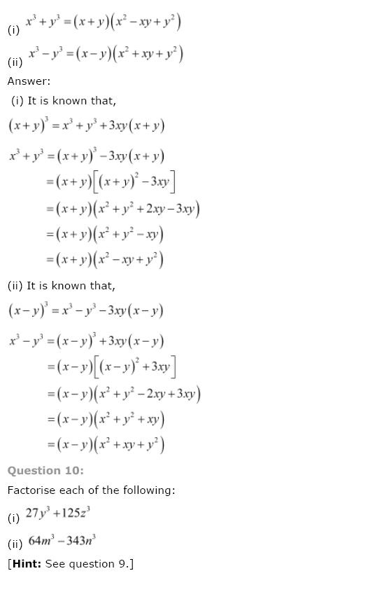 Polynomials, Class 9 Mathematics NCERT Solutions